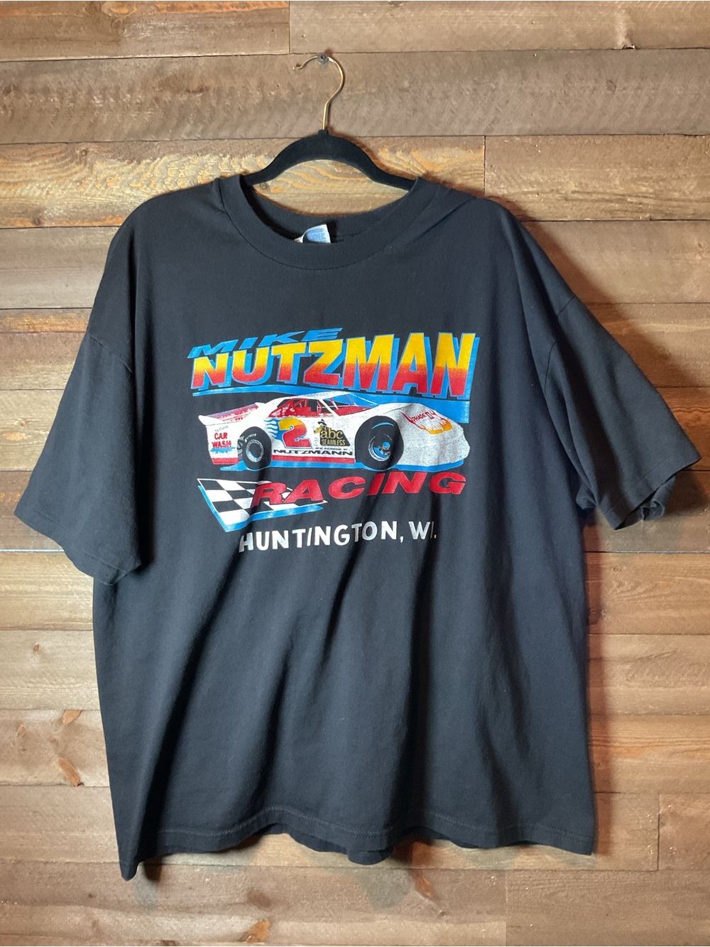 Vintage Mike Nutzmann Short Sleeve Race Car T-Shirt Huntington WI Men’s Size XXL
